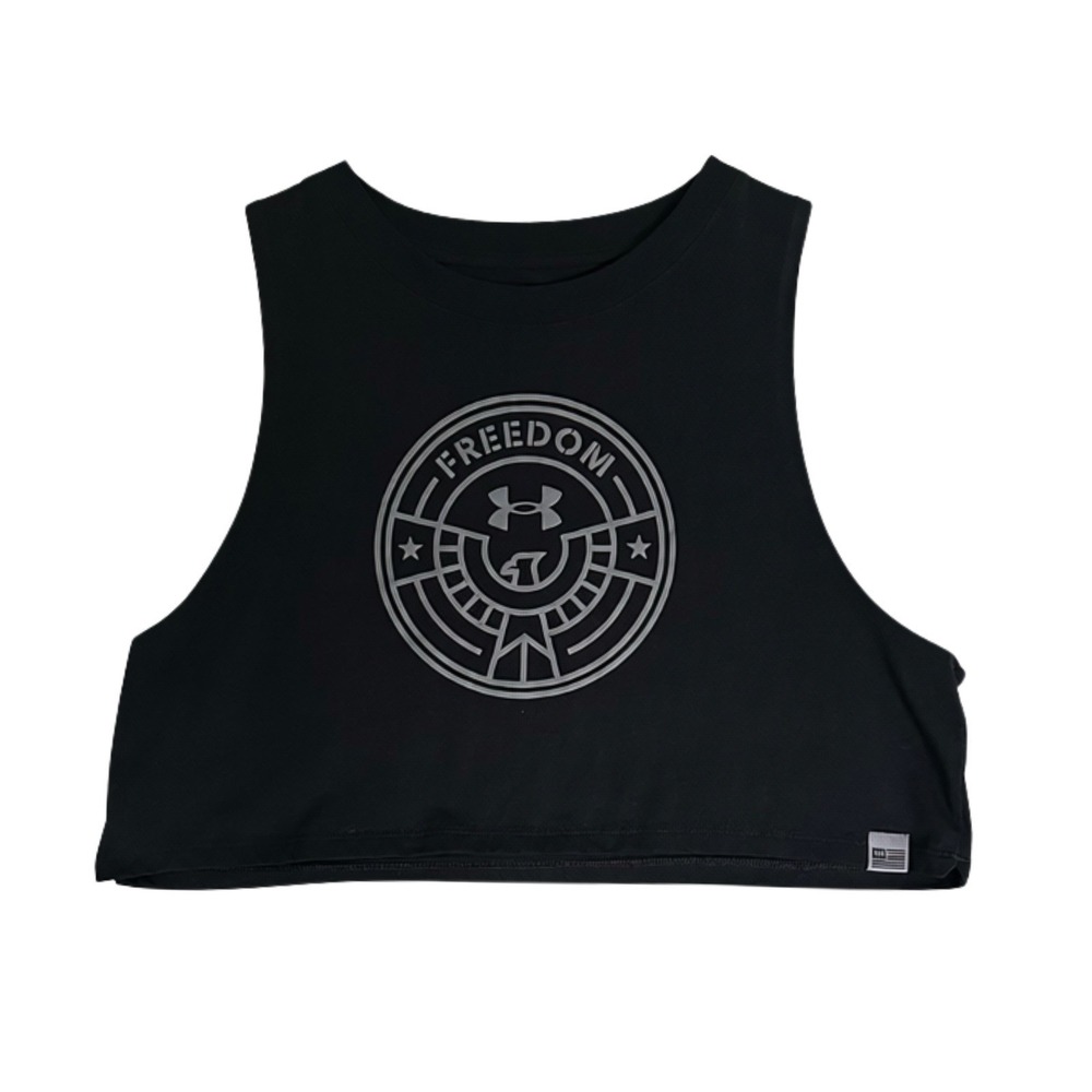 Under Armour Freedom Black Crop Top Muscle Tank Top M